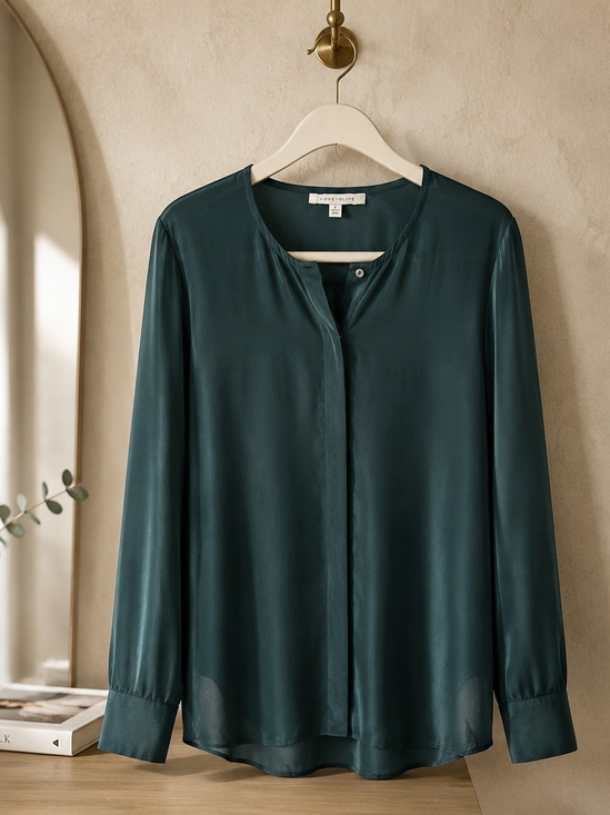 Rose & Olive Tops - Rose & Olive Long-Sleeve Satin Blouse